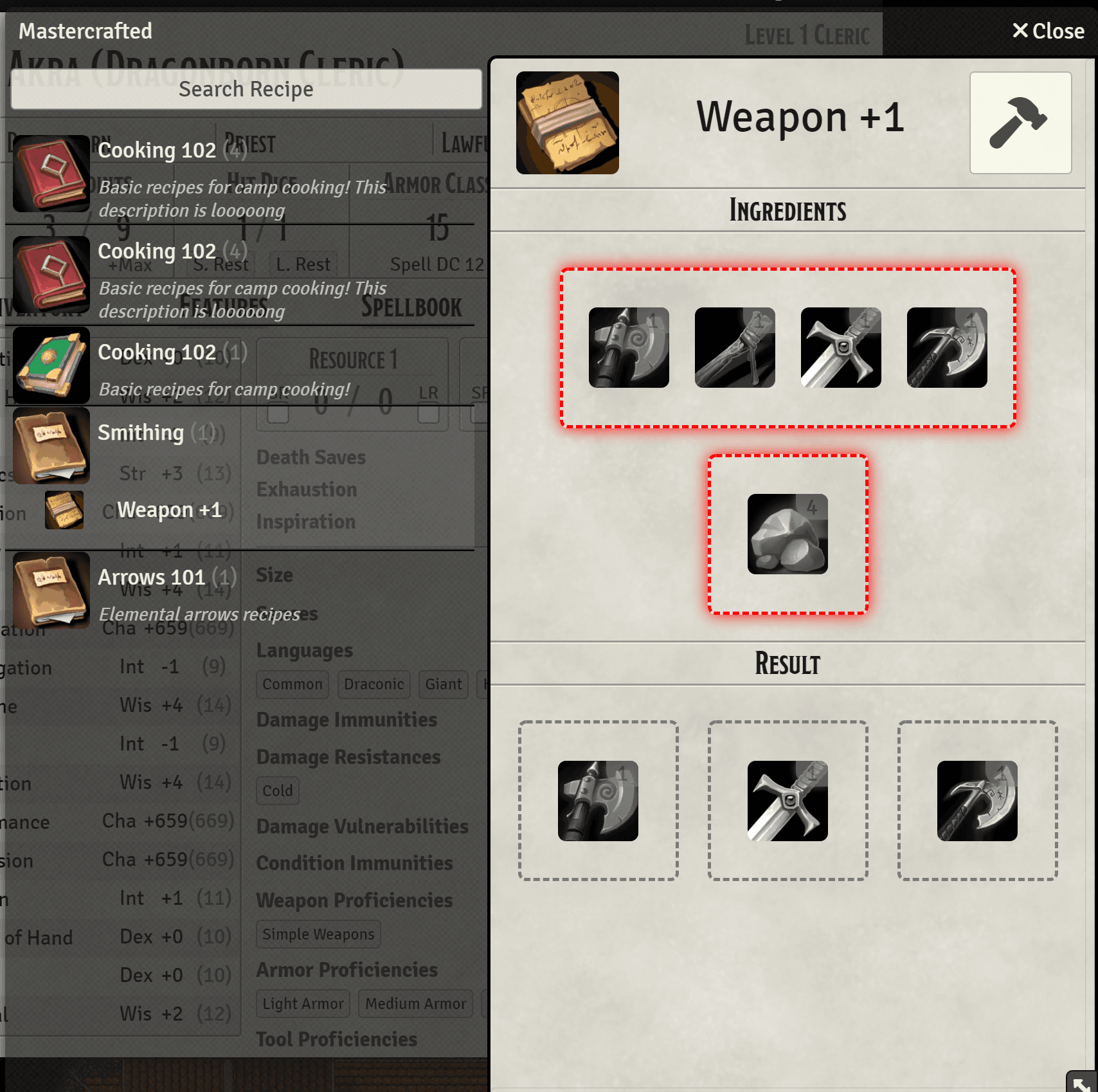 Crafting recipes wiki