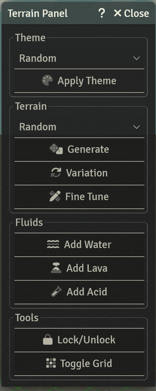 Terrain Panel Interface