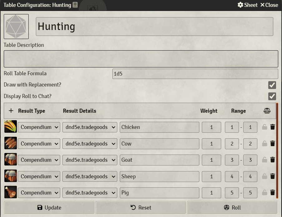 Example Table