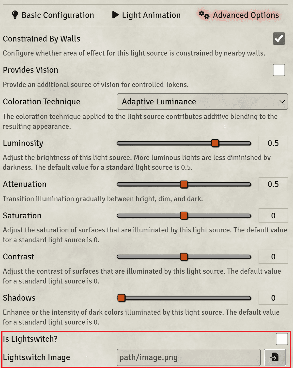 Lightswitch Configuration