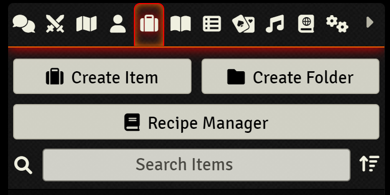 Recipe Manager button