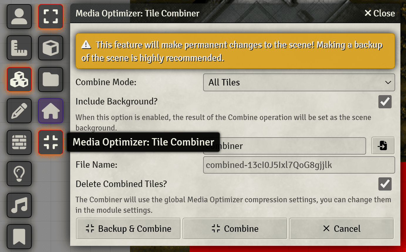 Tile Combiner Menu