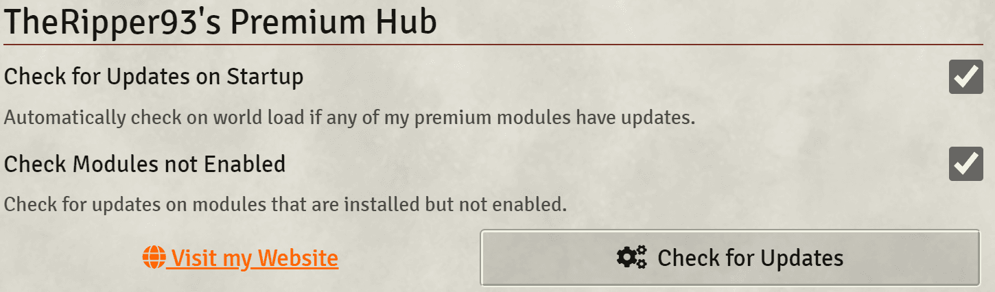 The Module Hub Settings