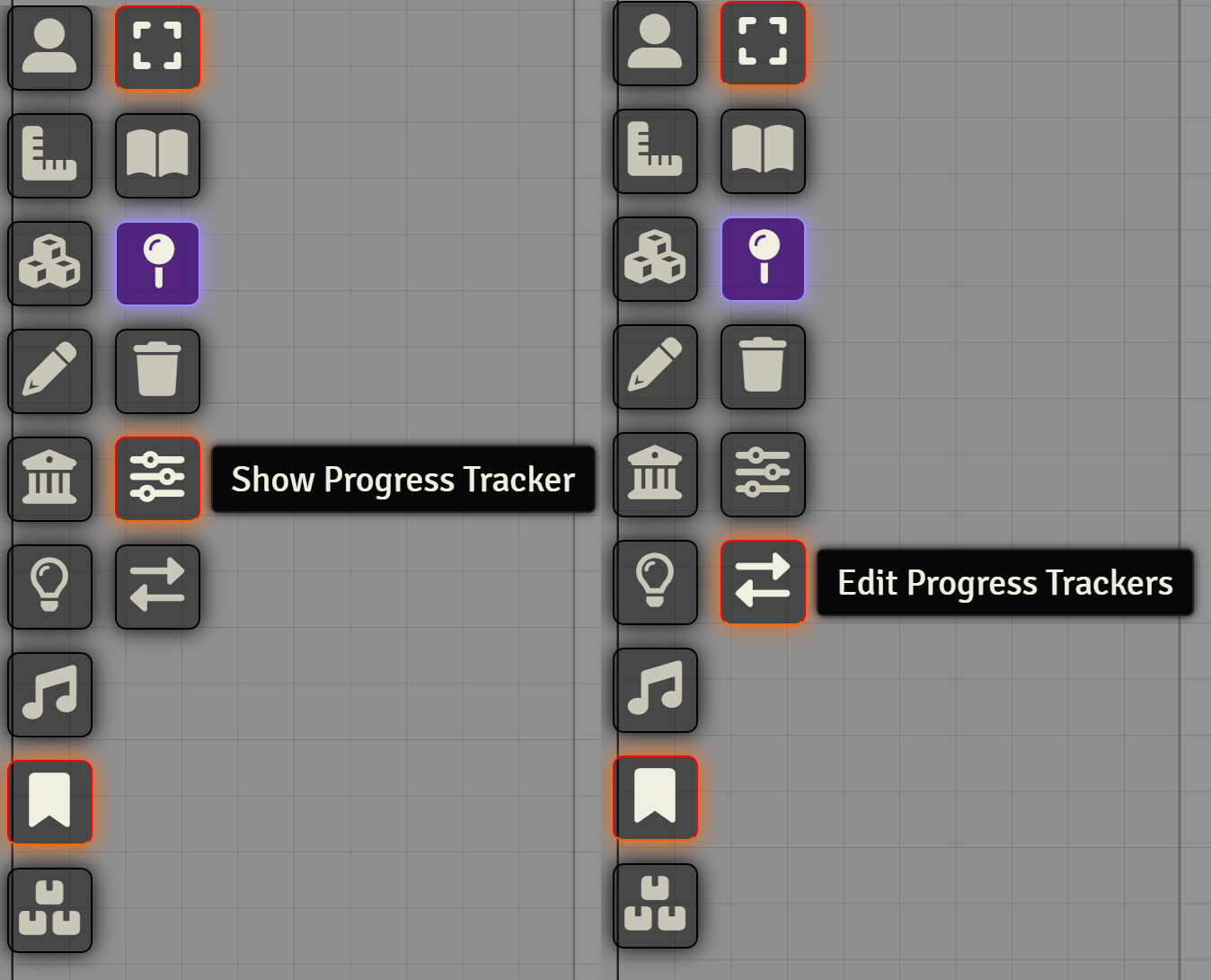 Progress Tracker buttons