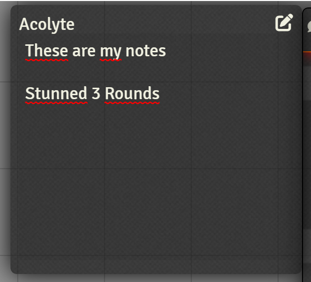 Token Notes Edit mode