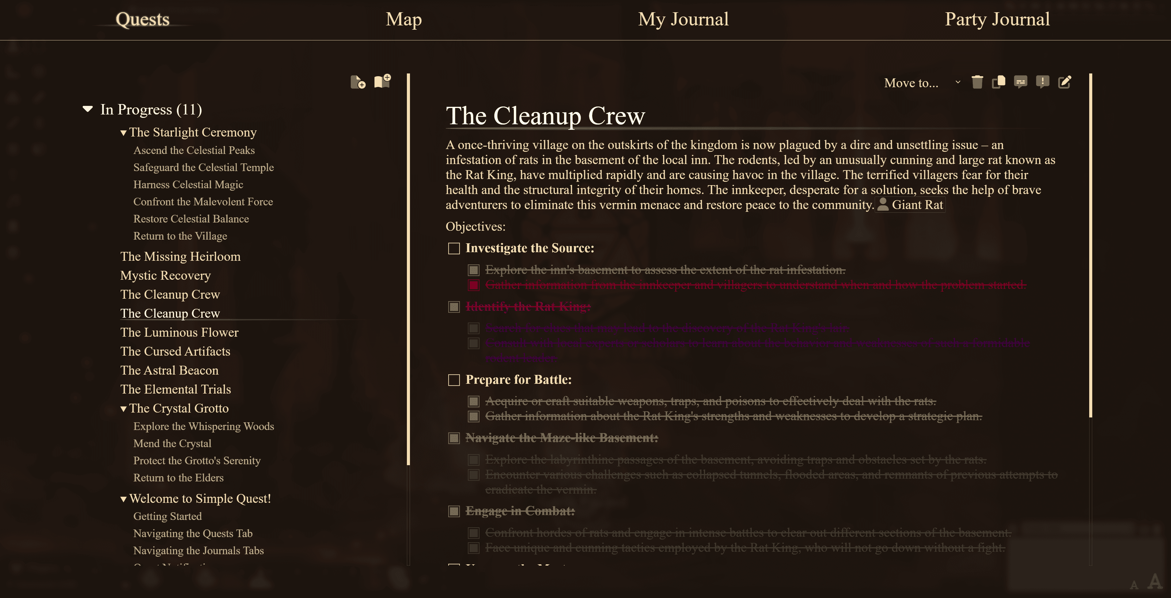 Simple Quest Interface