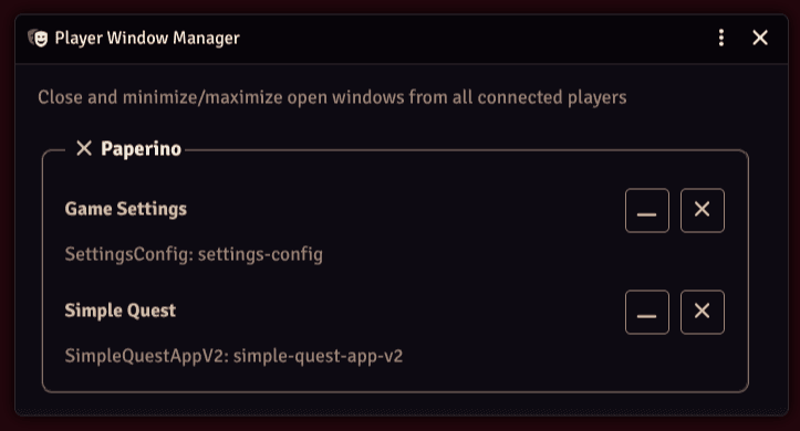 Player Window Manager
